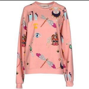 Mary Katrantzou pink printed crewneck sweatshirt size small